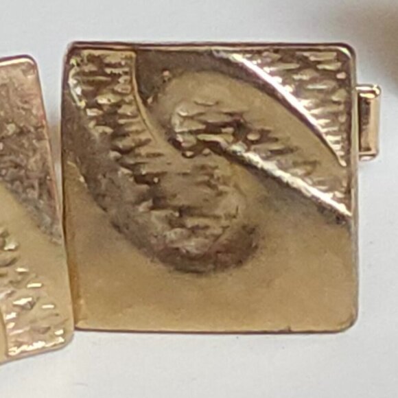 Brushed Metal Gold Tone Men's Cufflinks PAIR Set of Men's Cufflinks - Picture 2 of 3